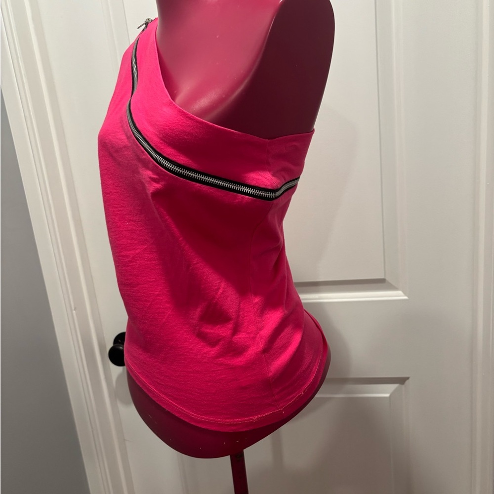 Wet Seal Hot Pink Off-Shoulder Zipper Blouse vintage Y2K M - Picture 3 of 9